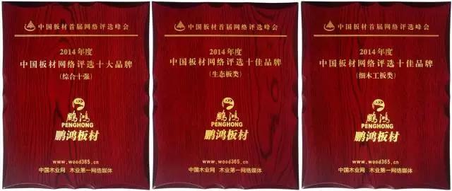 鵬鴻實力再獲肯定，蟬聯(lián)木業(yè)網(wǎng)2017年度“生態(tài)板十大品牌”